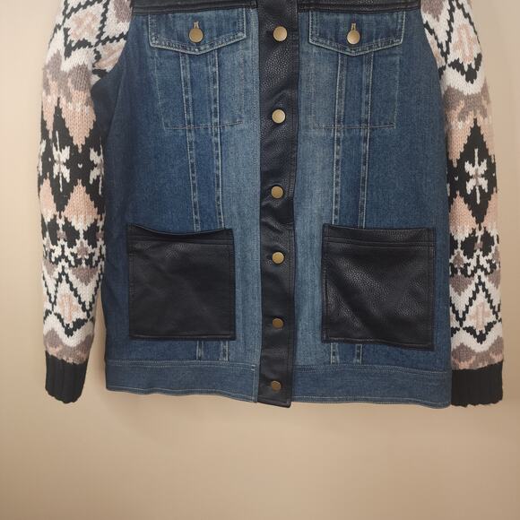 Yigal x AQUA Faux Fur-Trim Mixed Media Coat Size S - Picture 3 of 9